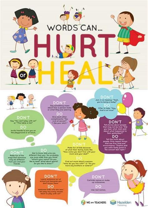 Free Classroom Poster Words Can Hurt Or Heal Teaching Kids