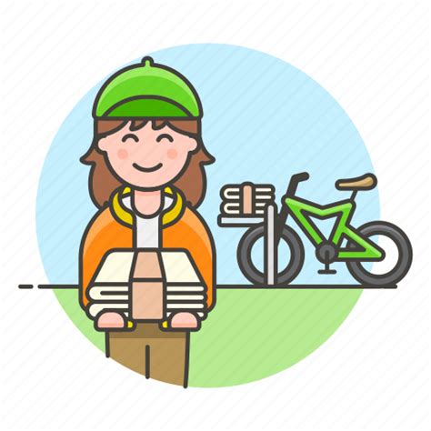 Bicycle Bike Delivery Female News Newspaper Papergirl Icon