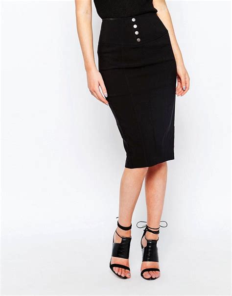 New Look Button Pencil Skirt At Pencil Skirt Skirts Fashion