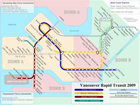 Publique De Vancouver Une Carte Du R Seau Transport En Commun De La