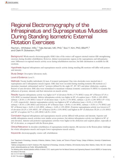 Pdf Regional Electromyography Of The Infraspinatus And Supraspinatus