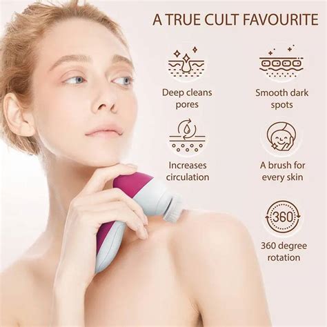 5 In 1 Electric Facial Cleansing Brush Deep Cleanse Remove Blackheads Exfoliate And Massage For
