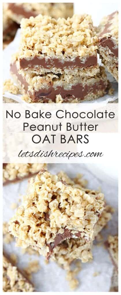 Maybe you can tell, but the no bake chocolate oat bars in the photos are just at the cusp of being too crumbly. No Bake Chocolate Peanut Butter Oat Bars | Let's Dish Recipes