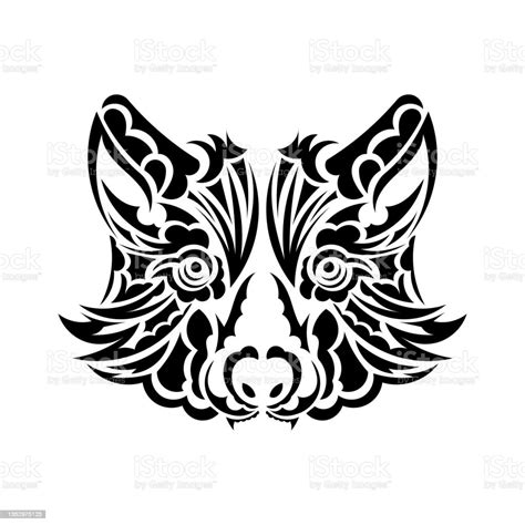 Beautiful Wolf Tattoovector Wolfs Head As A Design Element On Isolated