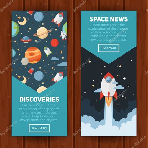 Space Theme Banners And Cards — Stock Vector © Yuzach 78920320