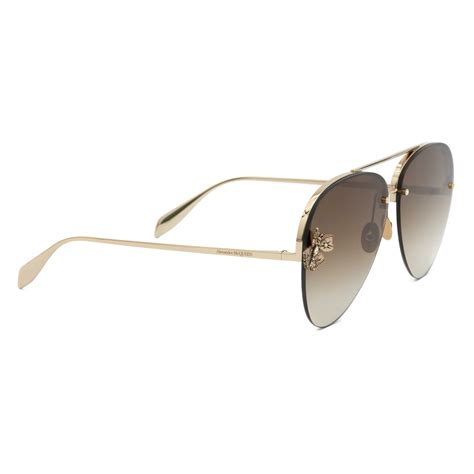 Alexander Mcqueen Butterfly Jewelled Sunglasses Gold Brown