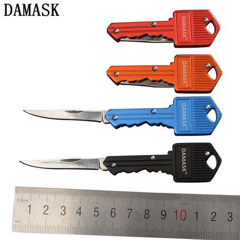 Damask Brand Small Pocket Keychain Knife Folding Blade Stainless Steel