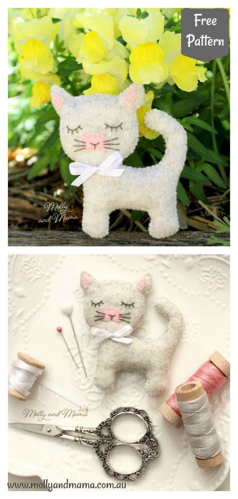 Felt Kitty Cat Free Sewing Pattern And Template