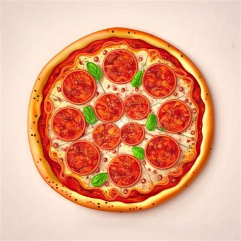 Top View Of Hot Pepperoni Pizza Aerial Shot Of Pepperoni Pizza Stock