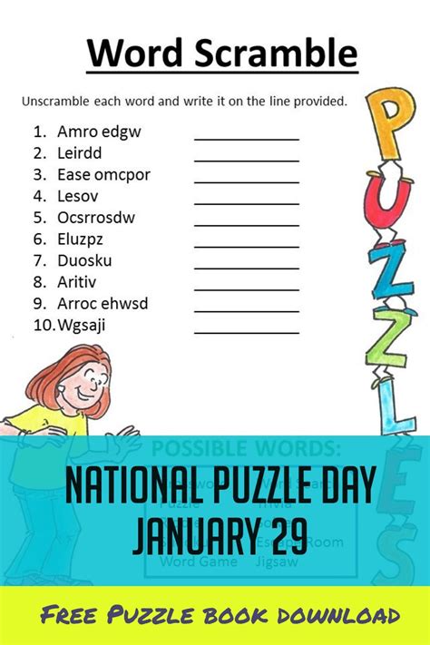 National Puzzle Day Pdf With Word Scramble Free Printable Puzzles