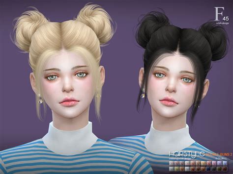 The Sims Resource Sclub Ts4 Hair Double Buns2 N45