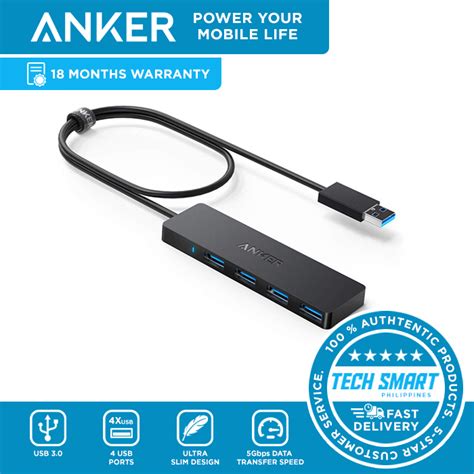 Anker 4 Port Usb 30 Ultra Slim Data Hub For Laptops And Desktops 2ft