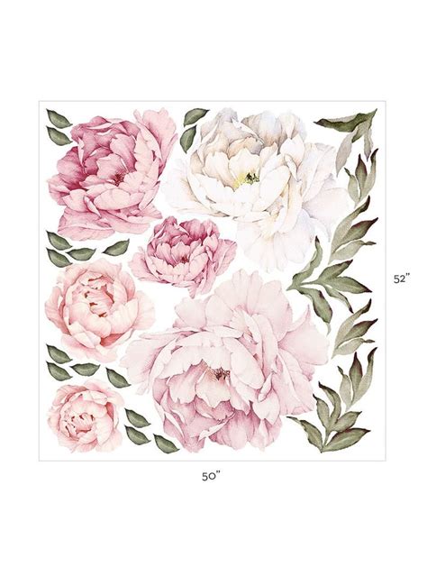 Peony Flowers Wall Sticker Mixed Pink Watercolor Peony Wall Stickers