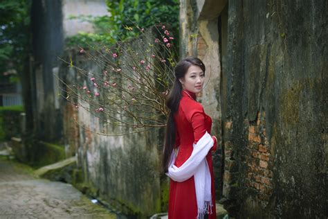 ao dai 1080p asian women vietnamese girl hd wallpaper