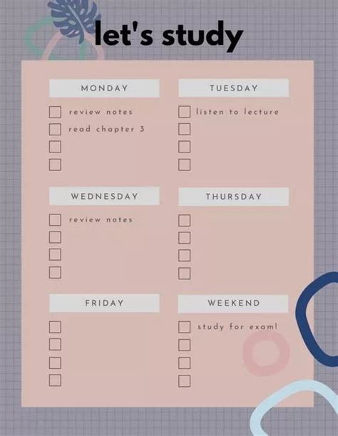 Aesthetic Study Planner Aesthetic Schedule Template Free Class