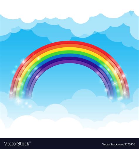 Rainbow Cloud And Sky Background Royalty Free Vector Image