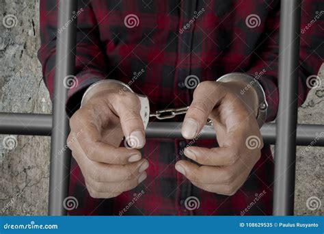 Male Prisoner With Handcuffs In The Jail Stock Image Image Of