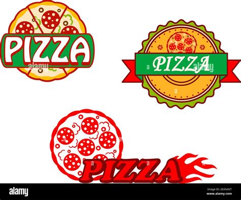 Tasty Pizza Banners And Emblems Set For Cafe And Restaurants Design