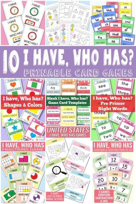 Free Printable I Have Who Has Games Education Quotes For Teachers