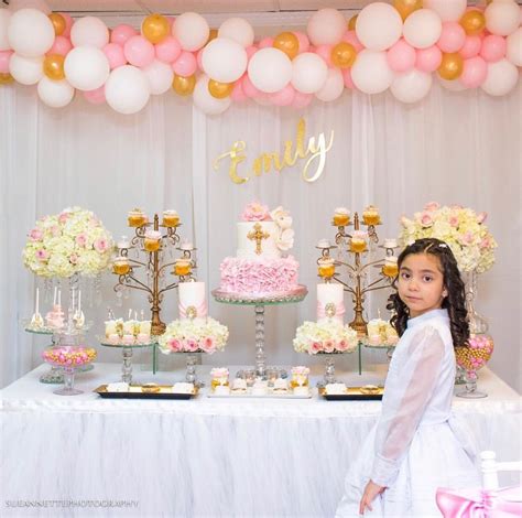 First Communion Party Decor Floral Pinkgoldivory Photo Backdrop God