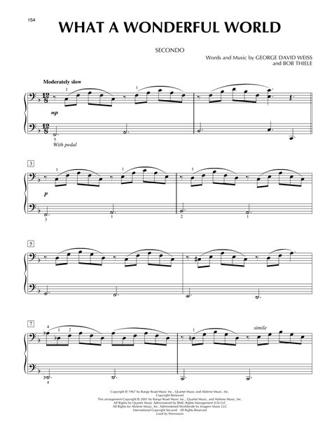 What A Wonderful World Sheet Music Louis Armstrong Piano Duet