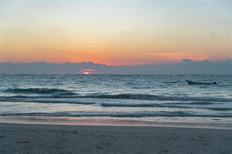 Amazing View Of Sunrise At Tulum Beach In Mexico North America
