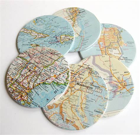 Map Coasters Special Listing For Amy Choose Your Own Set Etsy