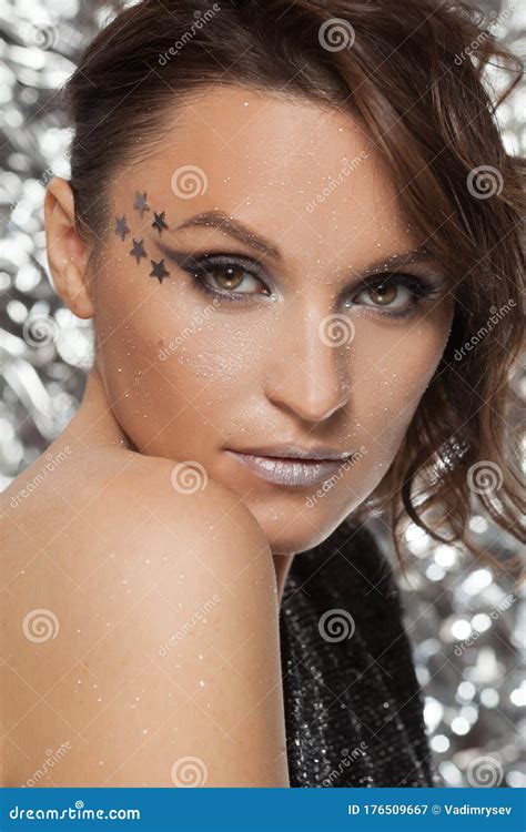 Eye Makeup Woman With Decorative Stars Perfect Makeup Beauty Fashion