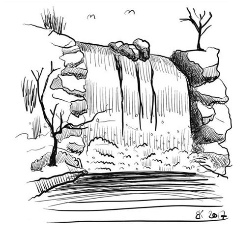 Daily Sketch 0037 How To Draw A Waterfall My Daily Sketch By Brian