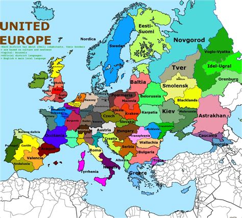 Europe Divided In Regions Of 10 Million Inhabitants