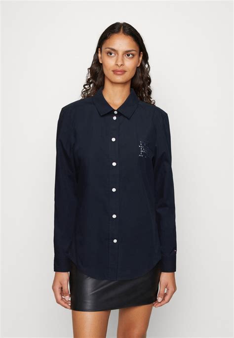 tommy hilfiger regular button down blouse desert sky dark blue uk