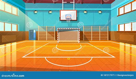 Cancha De Baloncesto Brillante Con Ilustración De Parqué Ilustración