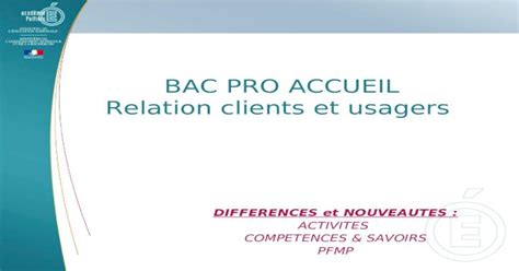 Ppt Bac Pro Accueil Relation Clients Et Usagers Differences Et