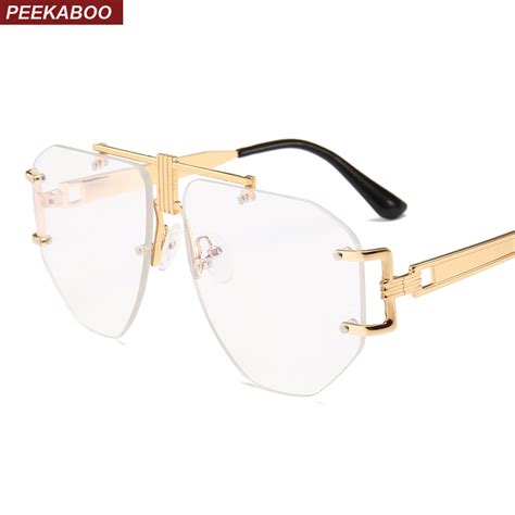 Peekaboo Gold Rimless Glasses Women Brand Designer Clear Lens 2019