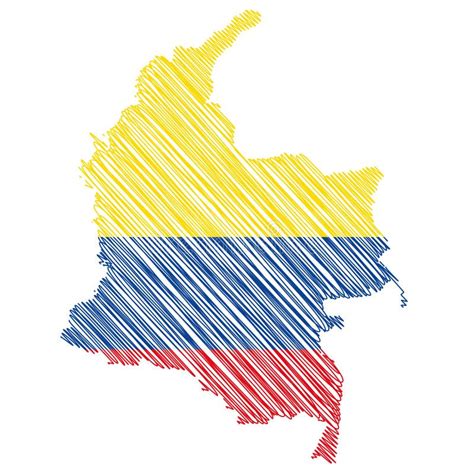 Vector Illustration Of Flag Colored Scribble Map Of Colombia Stock