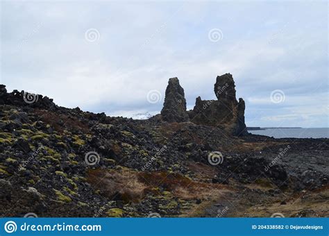 View Of Coastal Rock Formation Known As Londrangar Stock Photo Image