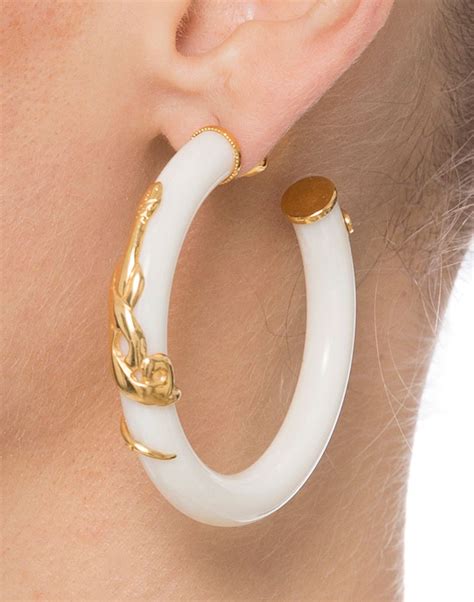 White Resin Gold Cobra Hoop Earrings Gas Bijoux Halsbrook