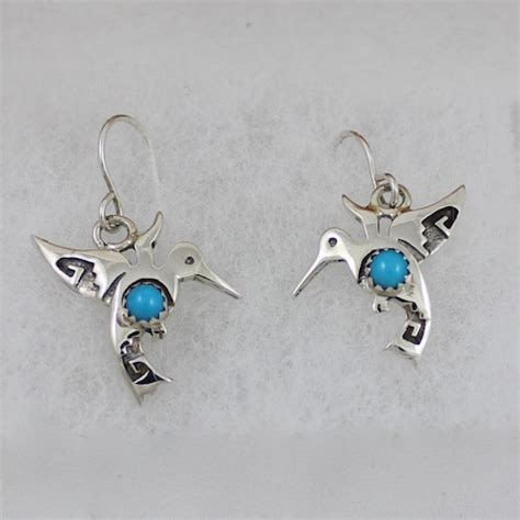 Sterling Silver And Turquoise Hummingbird Earrings