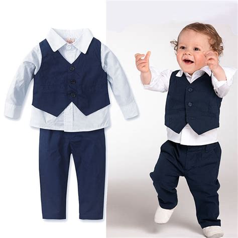 6m 5t Baby Boy Clothes Set Toddler Clothing Formal Shirt Waistcoat