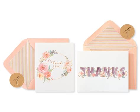 Floral Thank You Boxed Blank Note Cards With Envelopes Count Papyrus