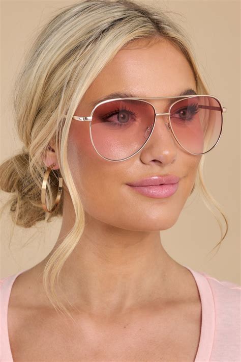 Trendy Gold And Pink Fade Sunglasses Vacation Ready Red Dress