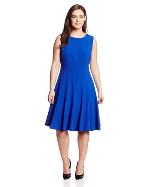 Lyst Calvin Klein Plus Size Sleeveless Solid Fit And Flare Dress In Blue