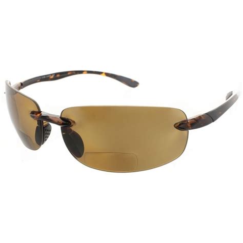 Bifocal Sunglasses Rimless Readers Lightweight Polarized Brown Lens Tortoise Frame Cv11m4ohajp