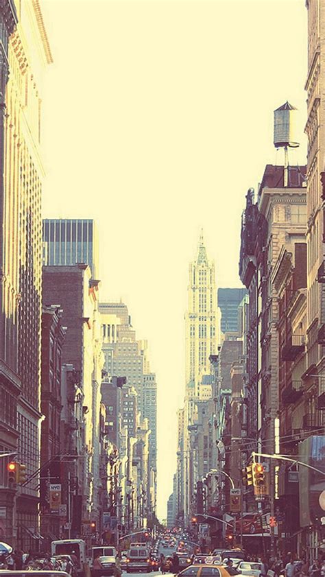 New York Busy Street Sunset Iphone Wallpapers Free Download
