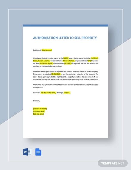 However, this form is quite common in everyday, spoken situations. Authorization Letter Template To Sell Property - Word ...