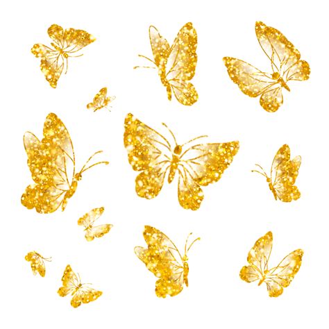 Beautiful Glittering Gold Butterflies Golden Butterfly Beautiful