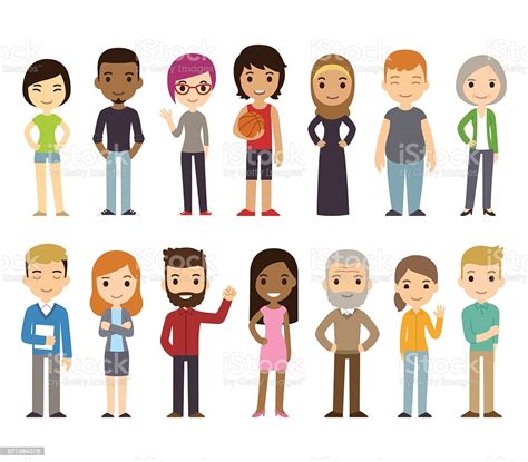 Cartoon Diverse People Stock Illustration - Download Image Now - iStock
