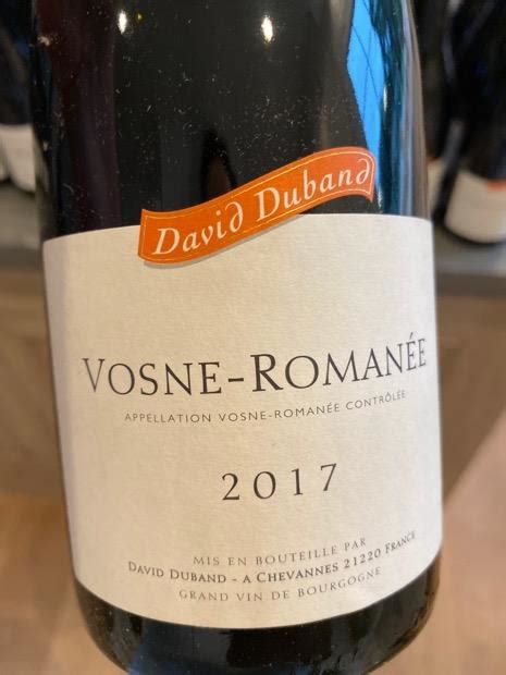 2017 David Duband Vosne Romanée France Burgundy Côte De Nuits Vosne