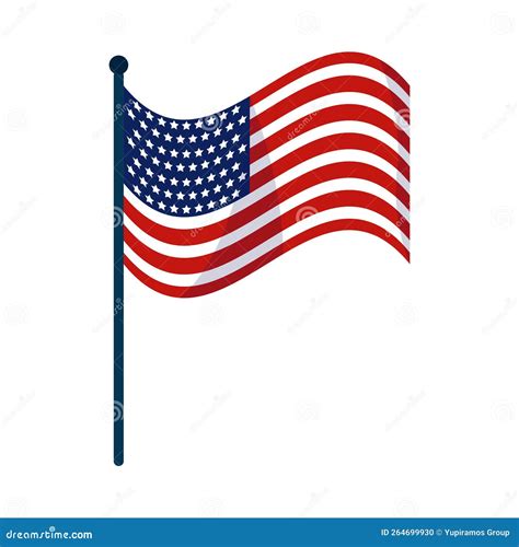 American Flag In Pole Stock Vector Illustration Of States 264699930