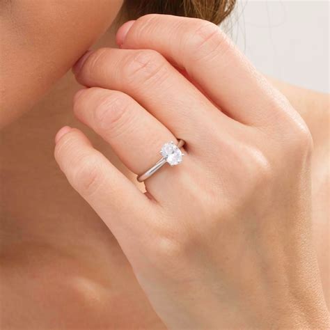 100 Ct Certified Oval Diamond Solitaire Engagement Ring In 14k White